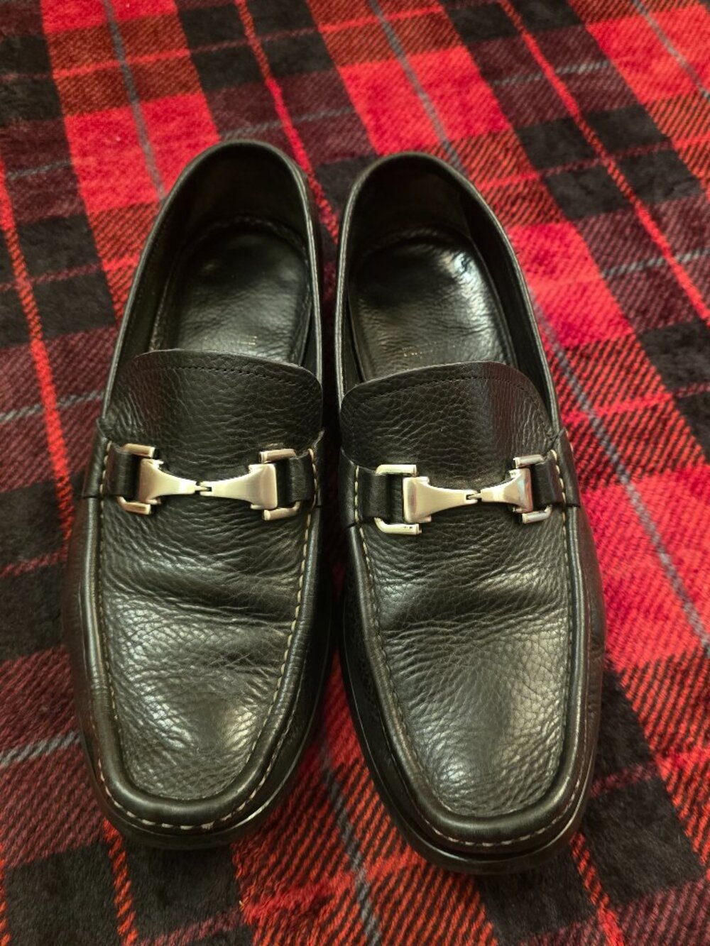 Allen Edmonds Black Grain Leather Horsebit Loafers Italy